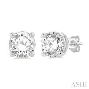 1 1/4 Ctw Round Cut Diamond Stud Earring in 14K White Gold