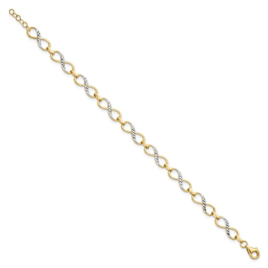 10k Gold Two Tone Infinity Love Knot Bracelet