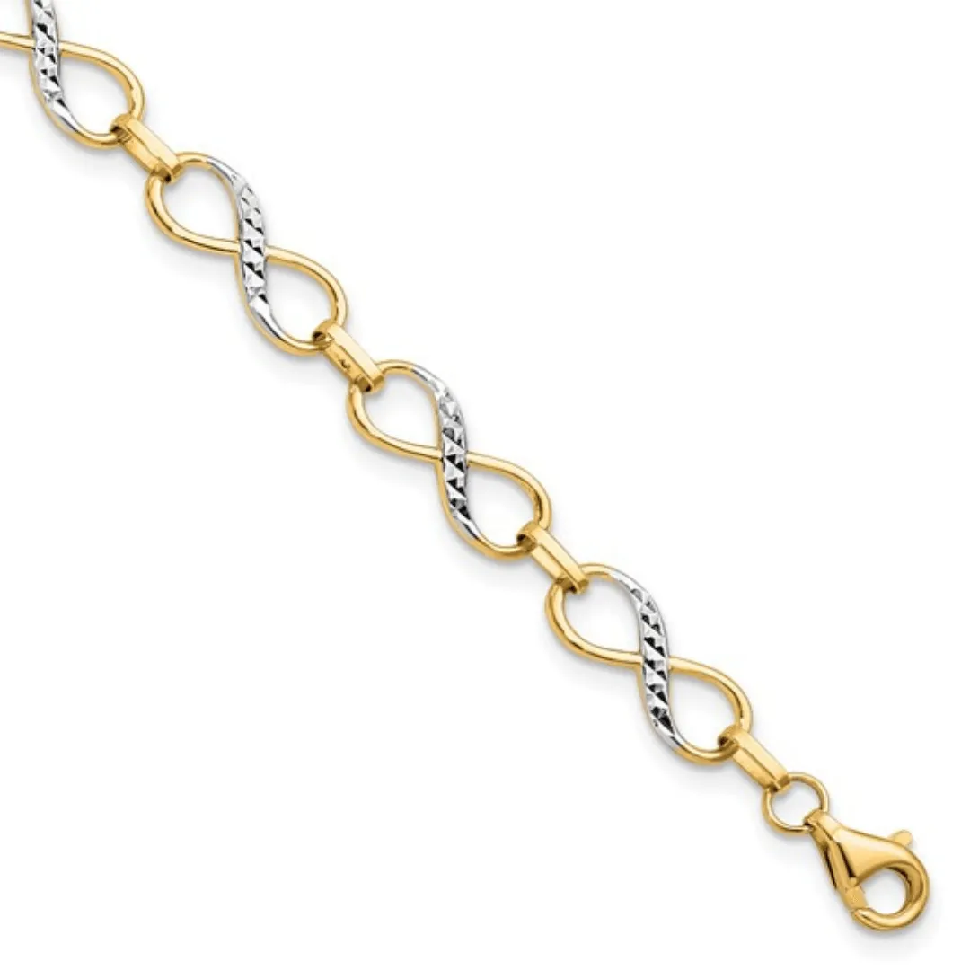 10k Gold Two Tone Infinity Love Knot Bracelet