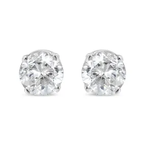 10K White Gold 1/2 Cttw Round Brilliant-Cut Near Colorless Diamond Classic 4-Prong Stud Earrings (H-I Color, I2-I3 Clarity)