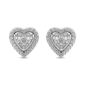 10K White Gold 1/3 Ct.Tw. Diamond Heart Stud Earrings