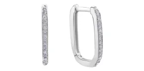 10K White Gold Diamond Paperclip Huggies