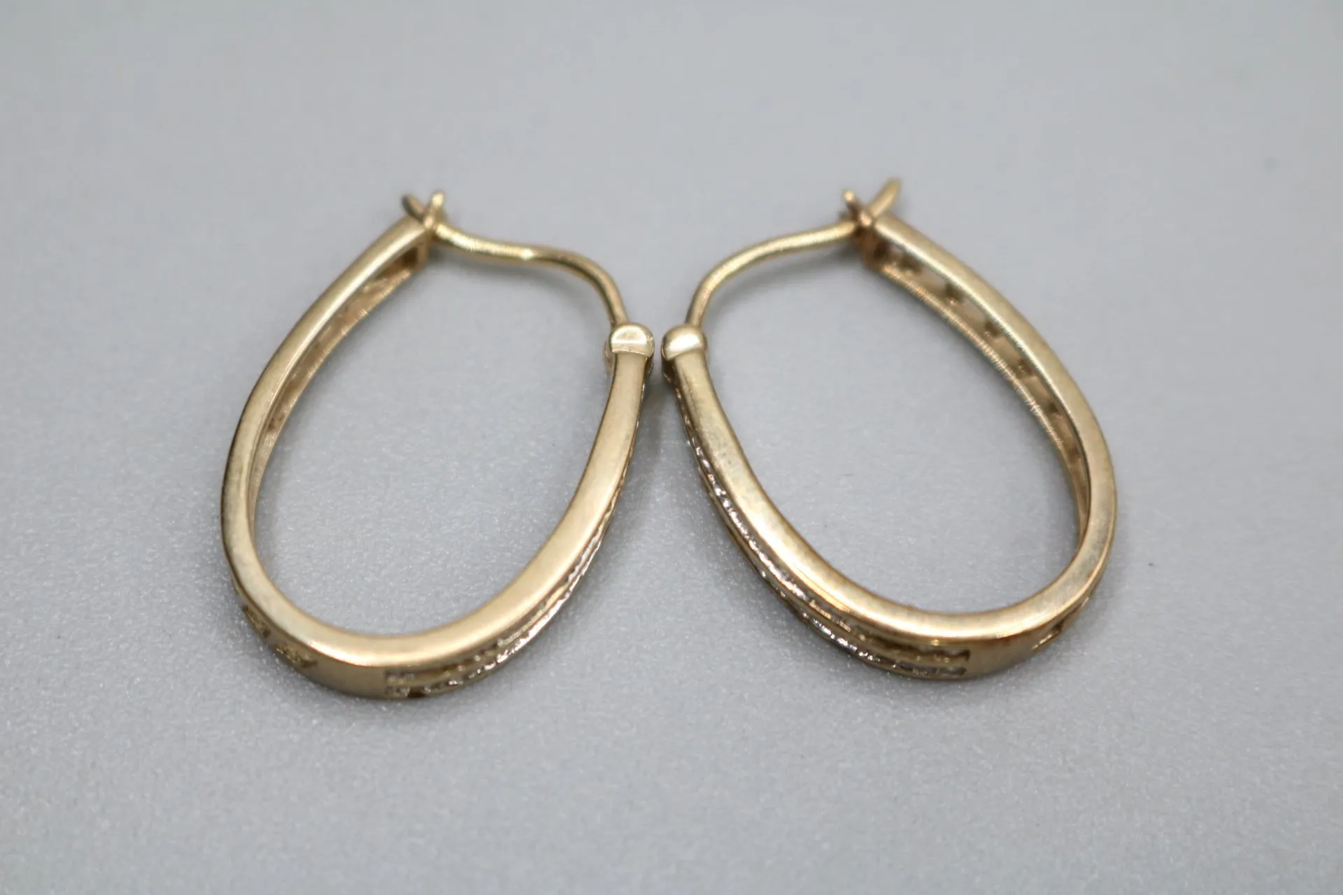 10K Yellow Gold Diamond Hoop Earrings (3.3 Grams)