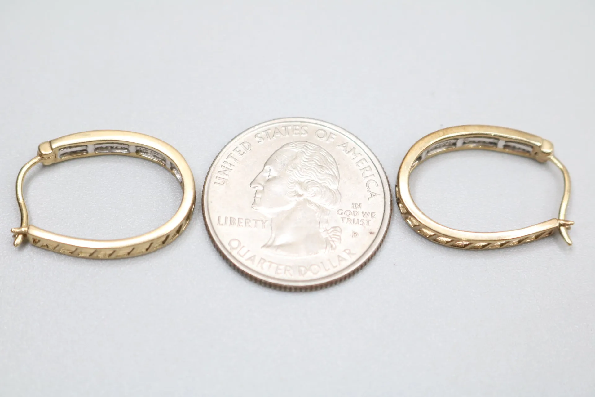 10K Yellow Gold Diamond Hoop Earrings (3.3 Grams)