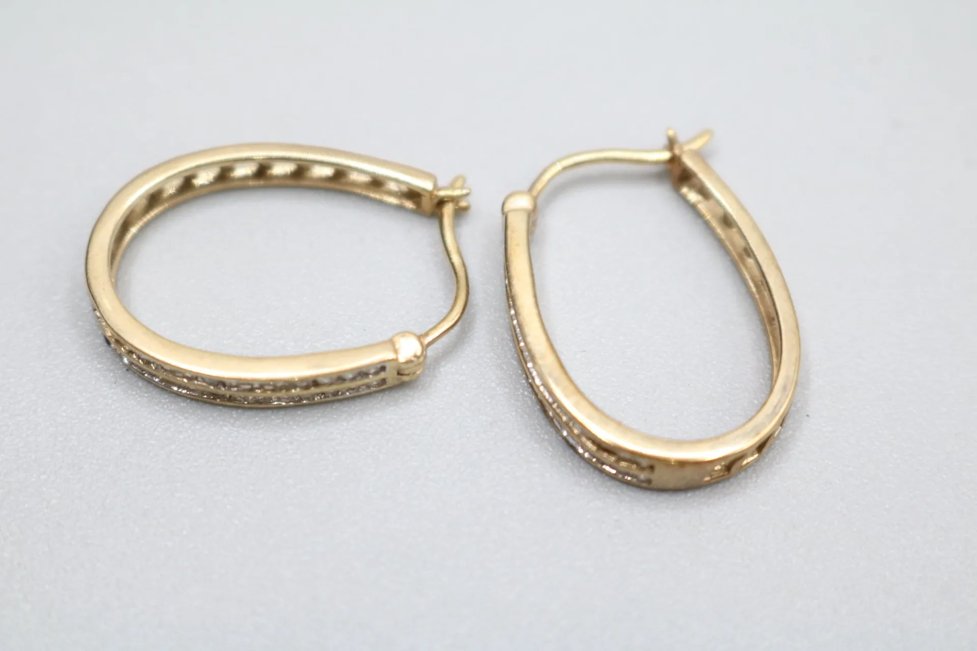 10K Yellow Gold Diamond Hoop Earrings (3.3 Grams)