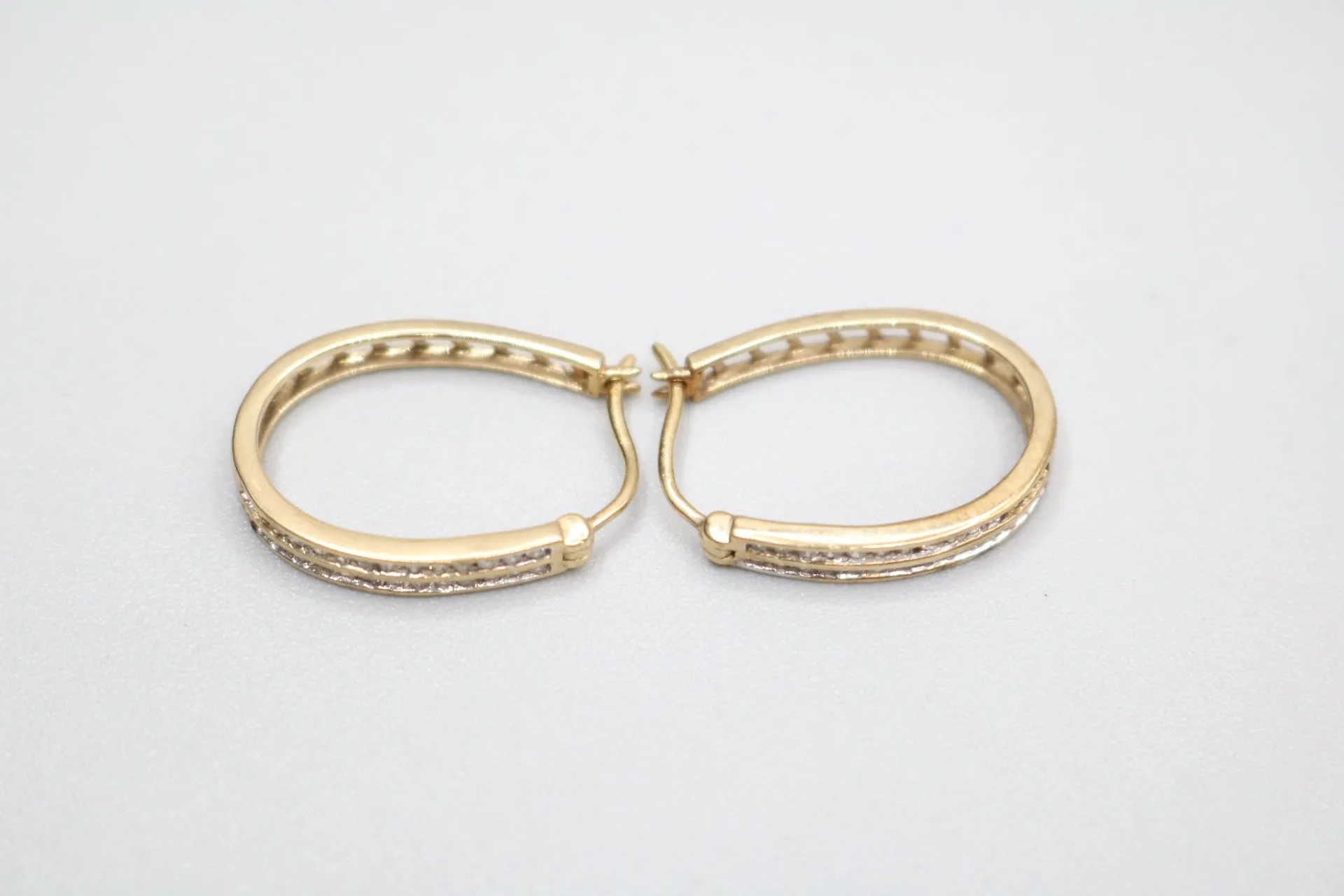 10K Yellow Gold Diamond Hoop Earrings (3.3 Grams)