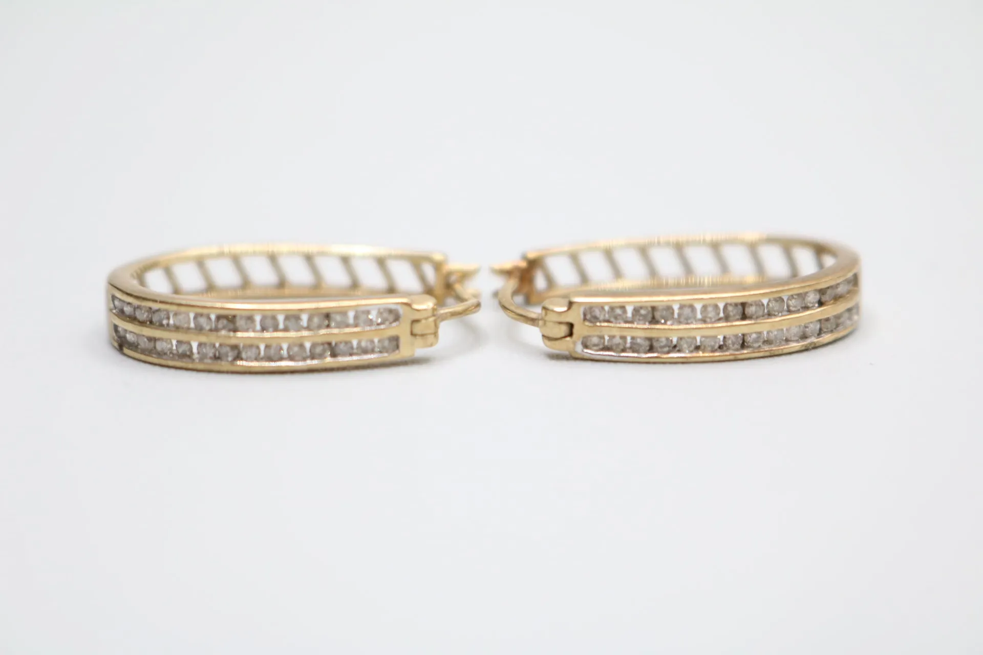 10K Yellow Gold Diamond Hoop Earrings (3.3 Grams)