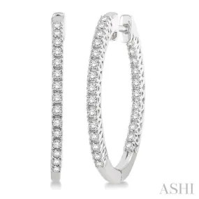 1/2 Ctw Round cut Diamond Hoop Earrings in 14K White Gold