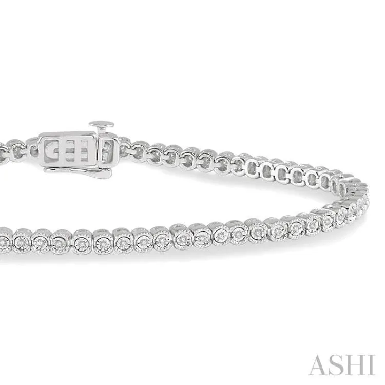 1/4 Ctw Round Cut Diamond Miracle Plate Bracelet in 10K White Gold