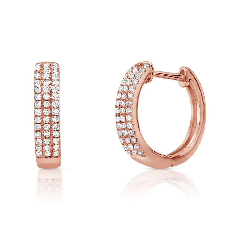 14k Gold 0.28 Carat Diamond Huggie Earrings, Available in White, Rose and Yellow Gold