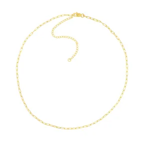 14K Gold 1.95mm Paperclip Choker Chain