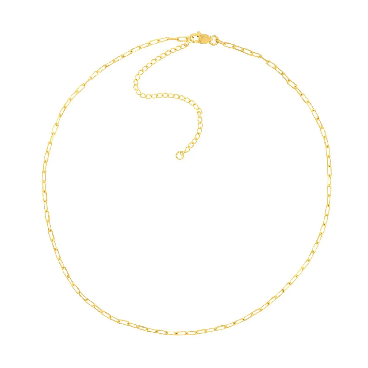 14K Gold 1.95mm Paperclip Choker Chain