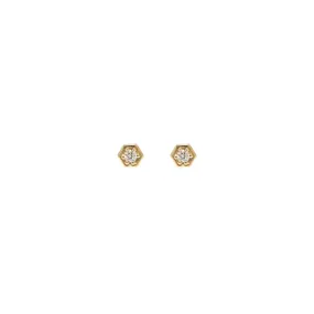 14k Gold Diamond Hexagon Studs