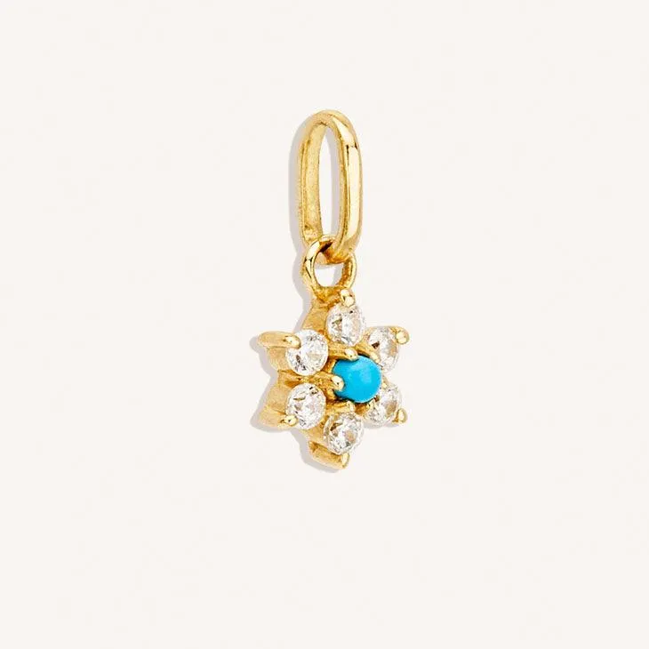 14k Gold Lotus Flower Turquoise Necklace Pendant