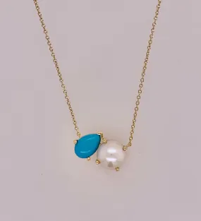 14K Pearl & Turquoise Necklace