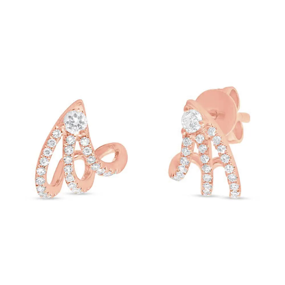 14k Rose Gold Diamond Earrings