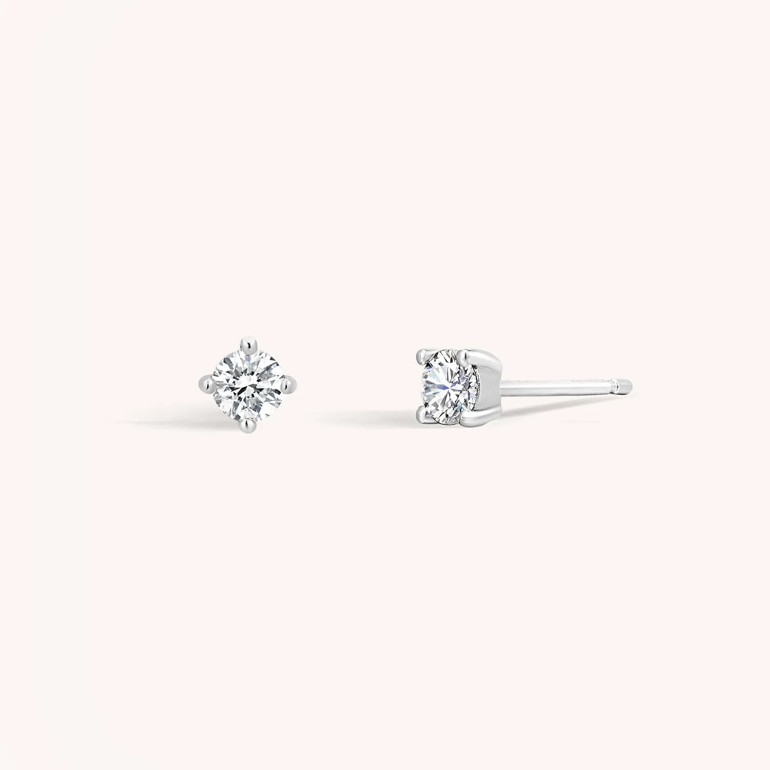 14K Solid Gold Tiny Diamond Stud Earrings