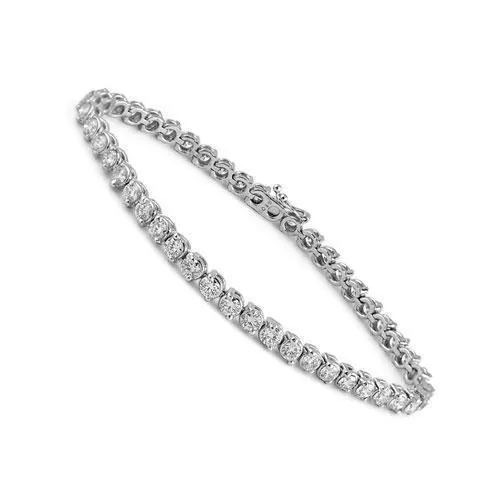 14K Solid White Gold Womens Clarity Enhanced Diamond Tennis Bracelet 5.60 Ctw