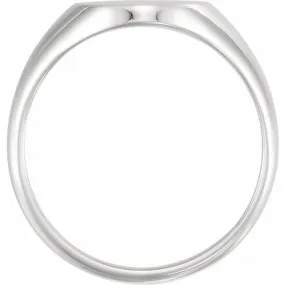 14K White 11x9.5 mm Oval Signet Ring