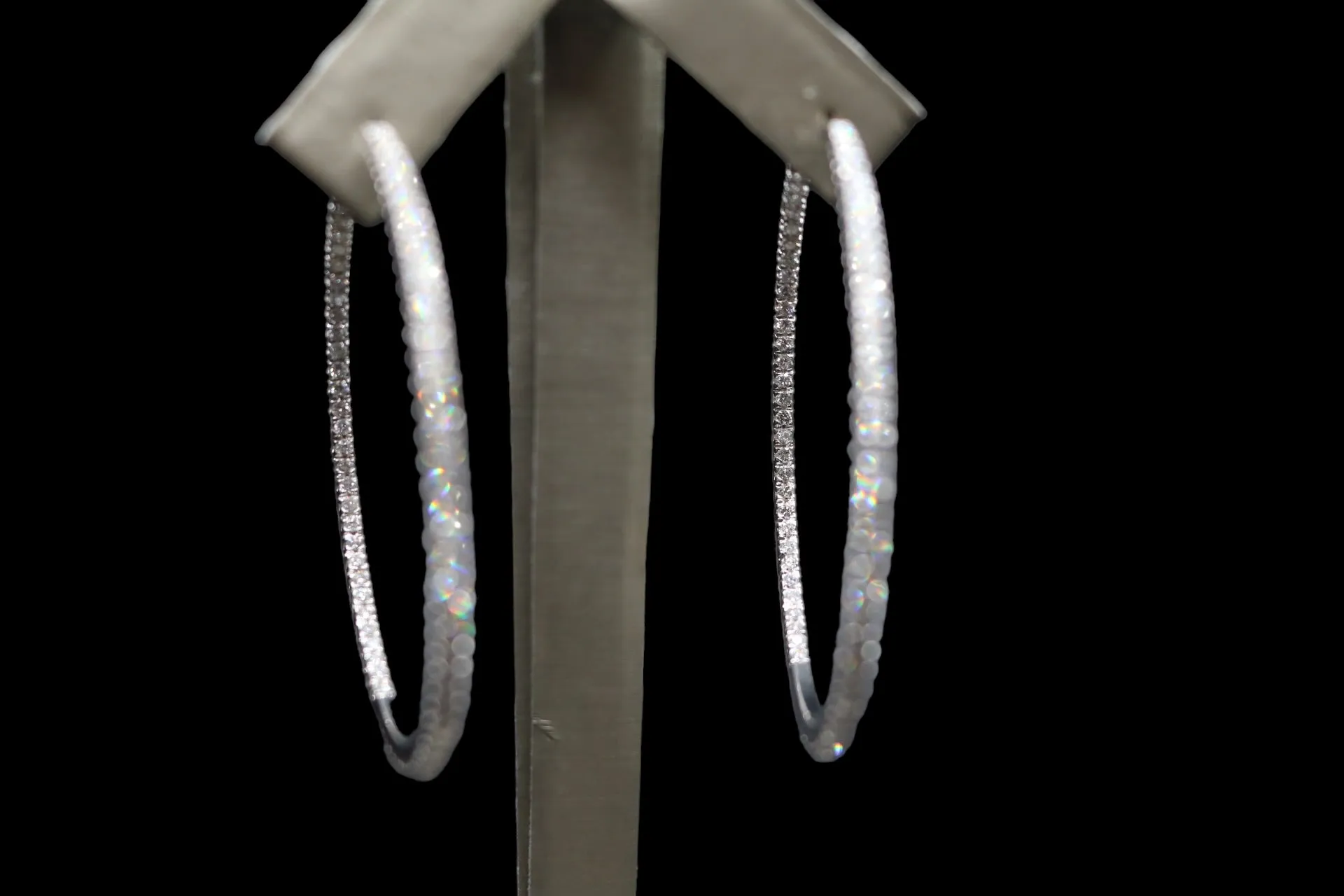 14K White Gold 3.16 CTW Diamond Inside Out Hoop Earrings