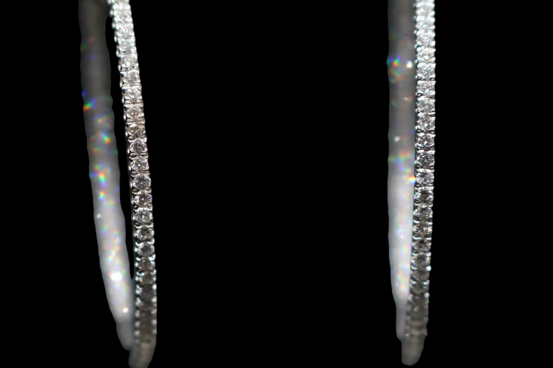 14K White Gold 3.16 CTW Diamond Inside Out Hoop Earrings