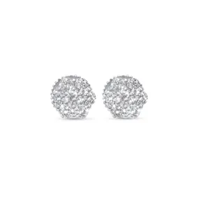 14K White Gold Cluster Earrings 0.65 ctw