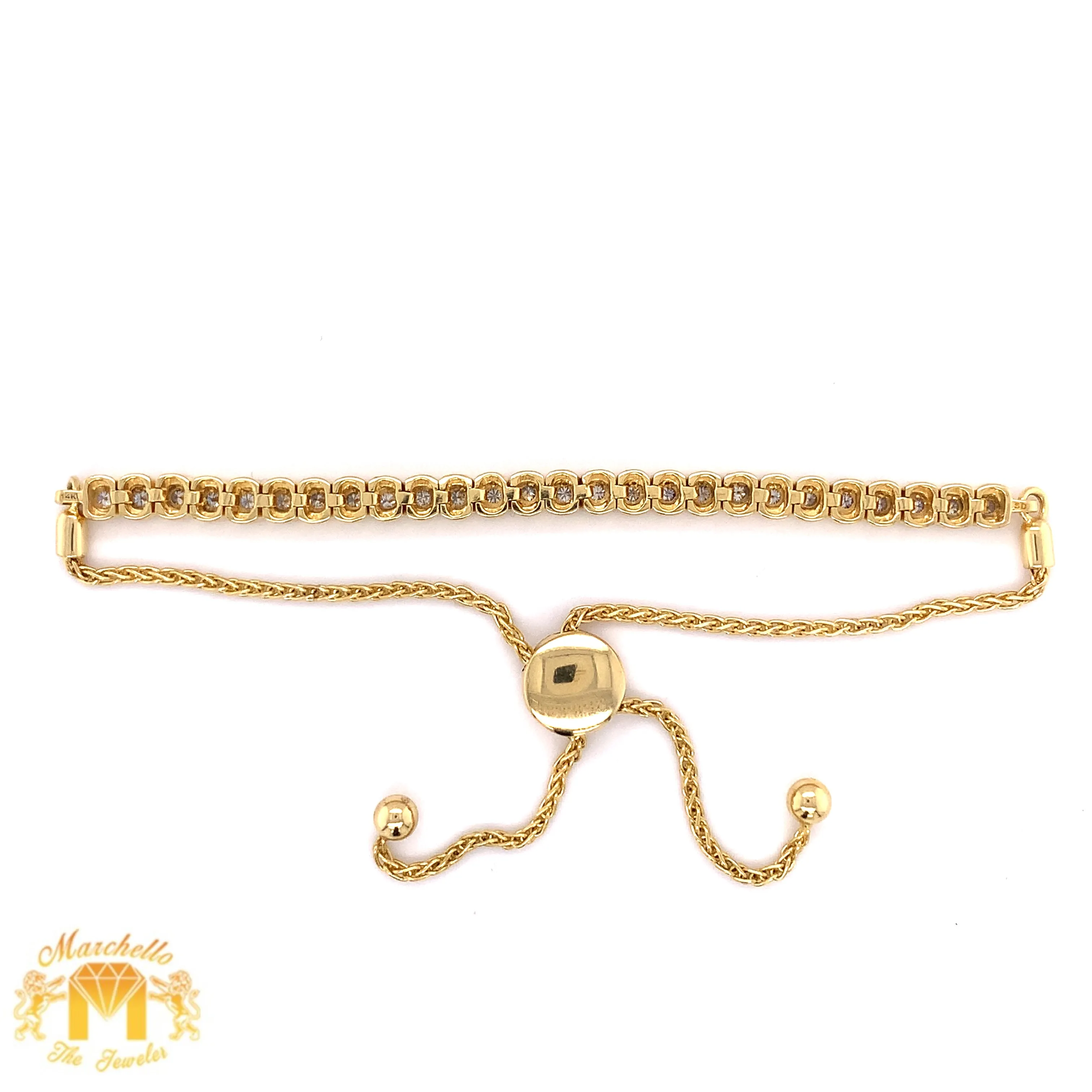 14k Yellow Gold and Diamond Adjustable Length Tennis Bracelet (illusion setting)