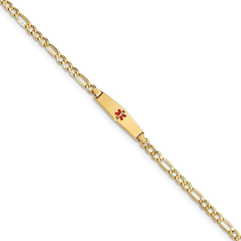 14K Yellow Gold Figaro Childrens ID Bracelet