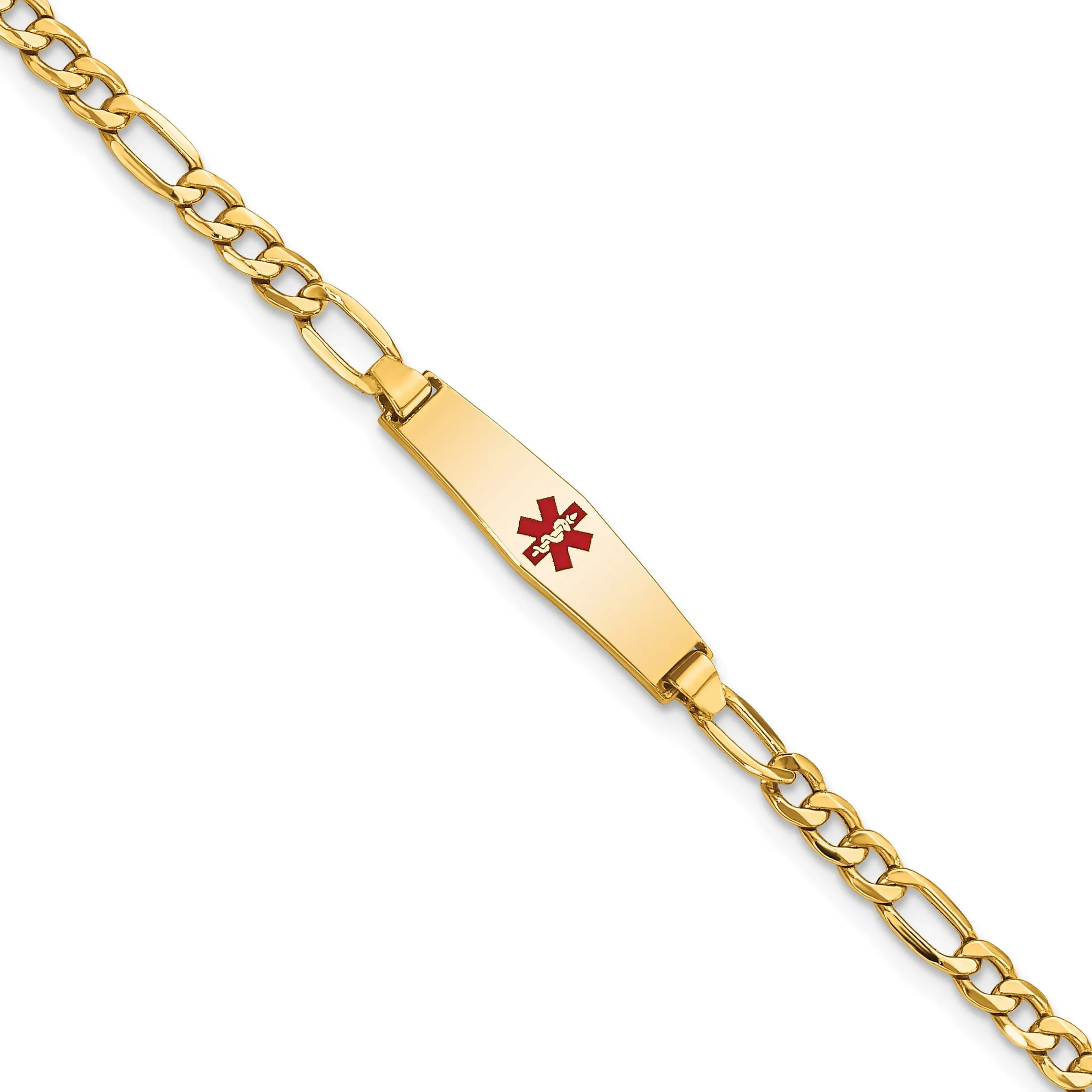 14K Yellow Gold Figaro Childrens ID Bracelet