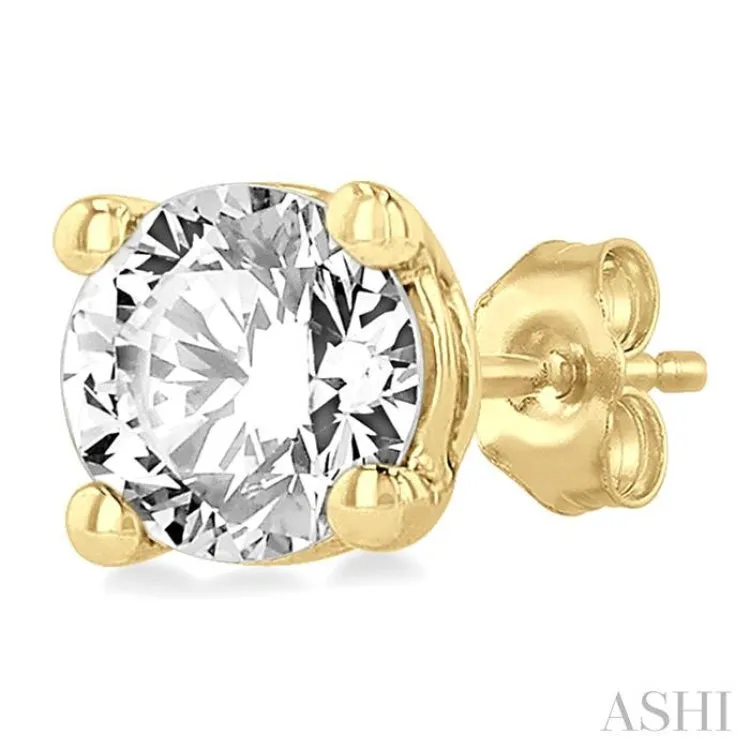 1/5 ctw Round Cut Diamond Stud Earring in 14K Yellow Gold