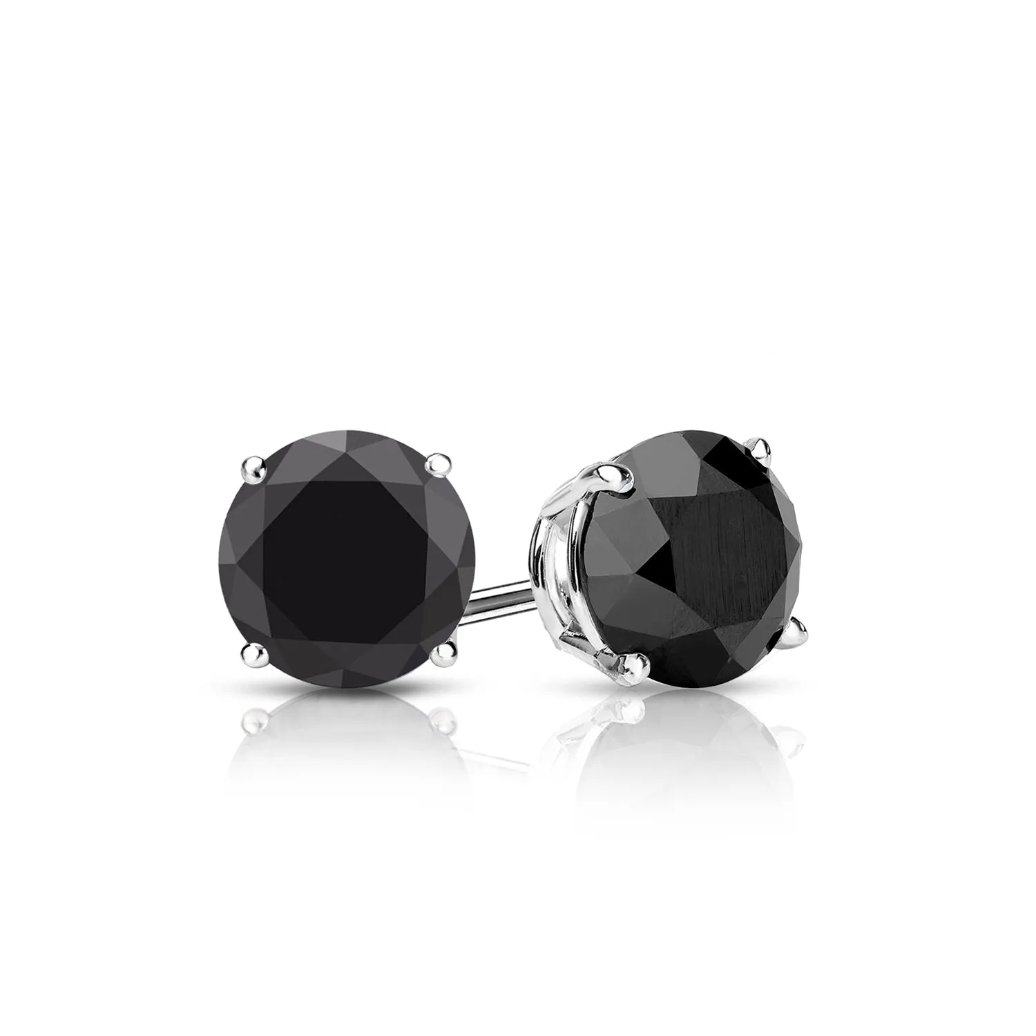 1.71 Cttw. White Gold Black Diamond Solitaire Earrings