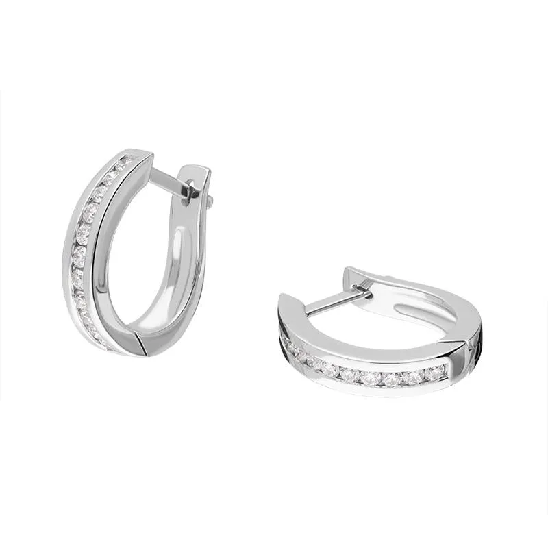 18ct White Gold 0.30ct Diamond Half Eternity Hoop Earrings