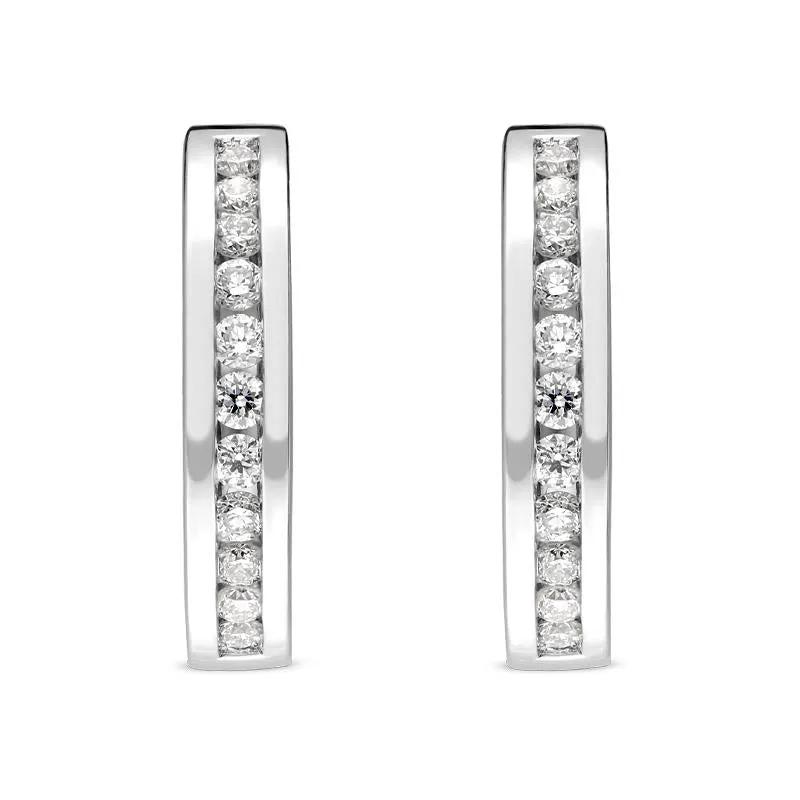 18ct White Gold 0.30ct Diamond Half Eternity Hoop Earrings