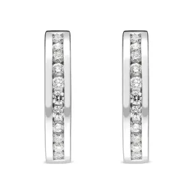 18ct White Gold 0.30ct Diamond Half Eternity Hoop Earrings