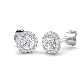 18ct White Gold 0.68ct Diamond Halo Stud Earrings