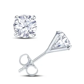 18ct White Gold Round Brilliant Cut Diamond Four Claw Martini Stud Earrings