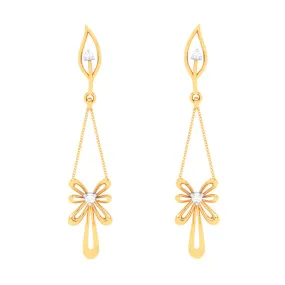 18k Diamond Earrings With A Uniquely Designed Hanging Flower From Diamond Collection