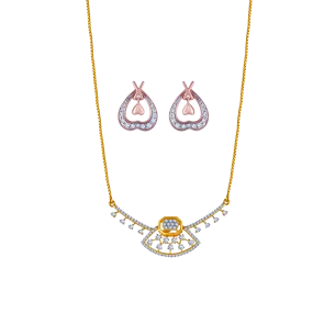 18k Exquisite Diamond Necklace Earrings Set