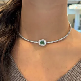 18K GOLD DIAMOND EMERALD CORRINA CHOKER