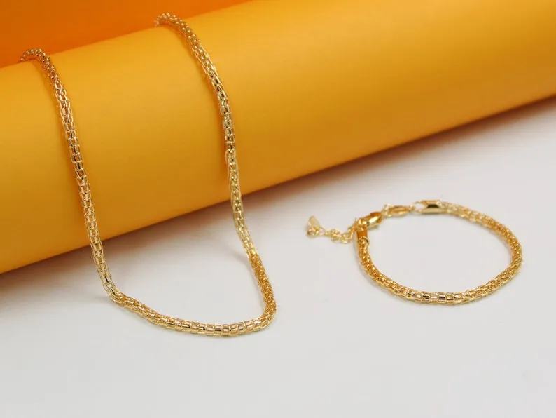 18K Gold Filled 3mm Link Mesh Bracelet (I355A)