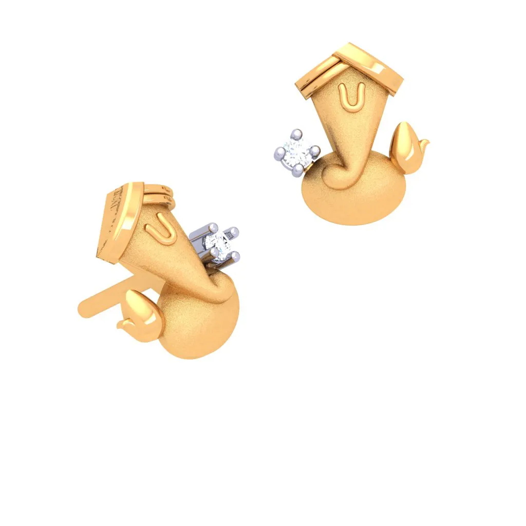 18k Gold Ganesha Motif Earrings From Diamond Collection