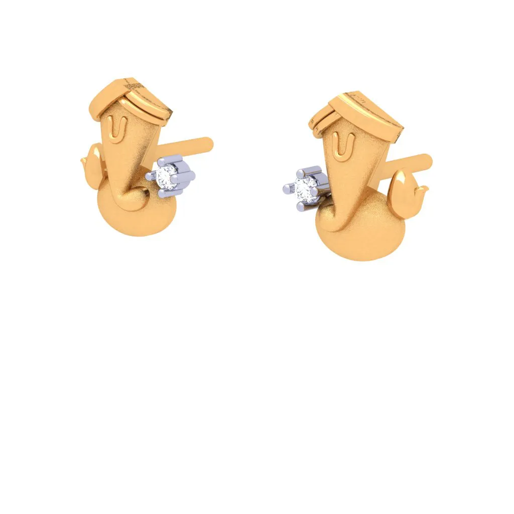 18k Gold Ganesha Motif Earrings From Diamond Collection