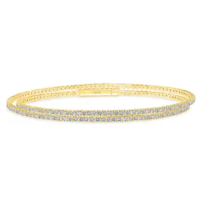 18K Gold Tennis Double Row Bangle