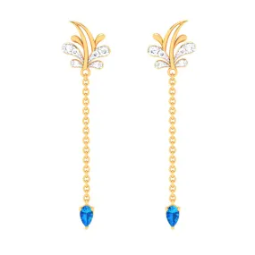 18k Monsoon Floral Motif Gold Diamond Earrings For Women