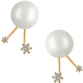 18K Rose Gold South Sea Pearl and Diamond Earrings