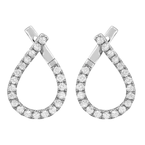 18K White Natural Diamond Hoop Earrings