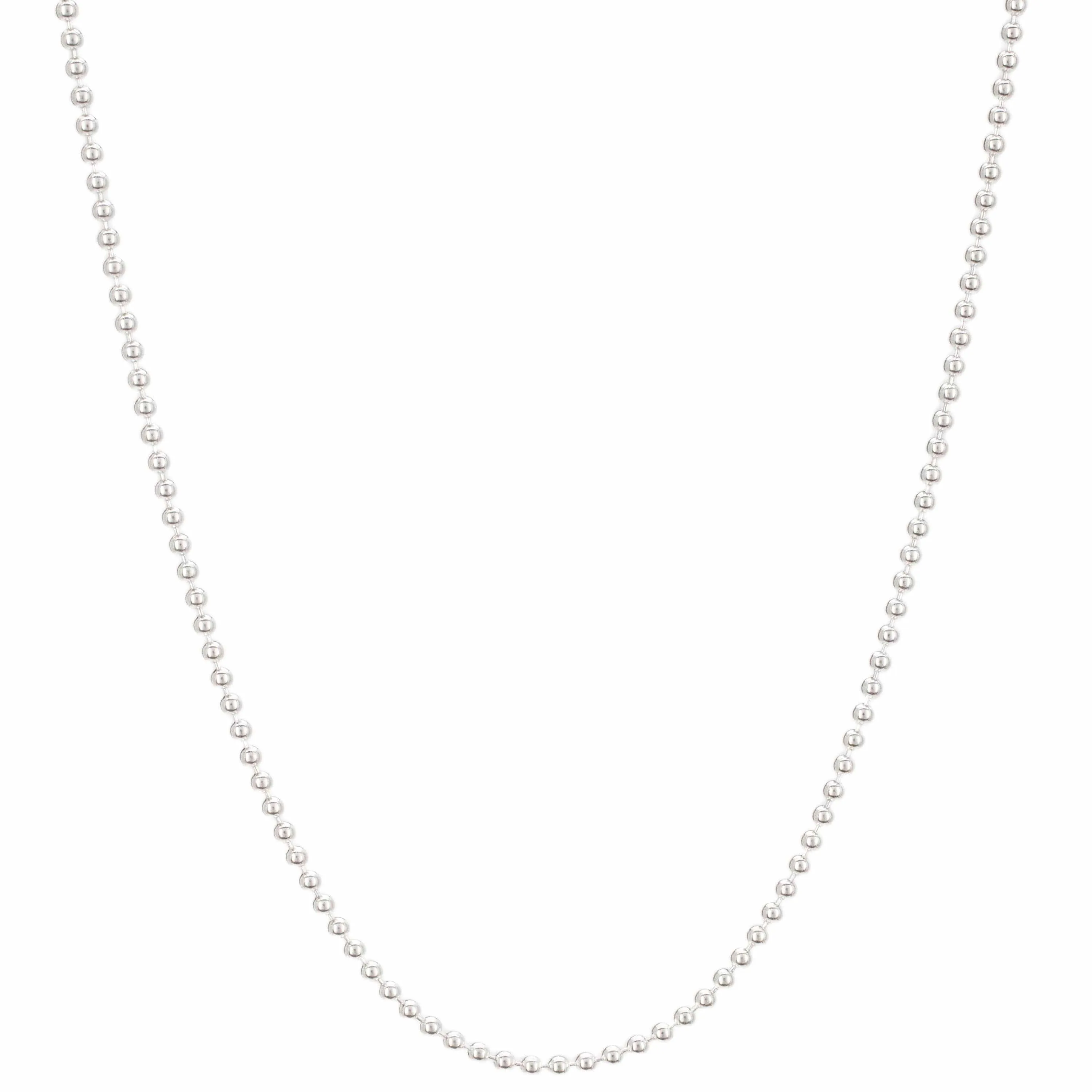 18" Italian Sterling Silver Round Beaded Chain Necklace 1.5mm