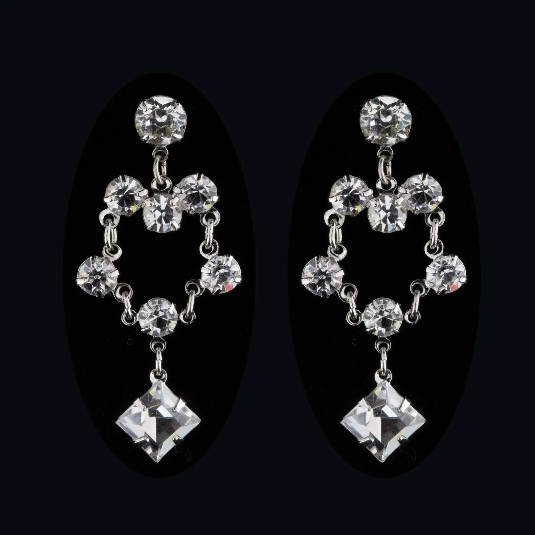 1928 Jewelry Draped Austrian Crystal Dangling Earrings