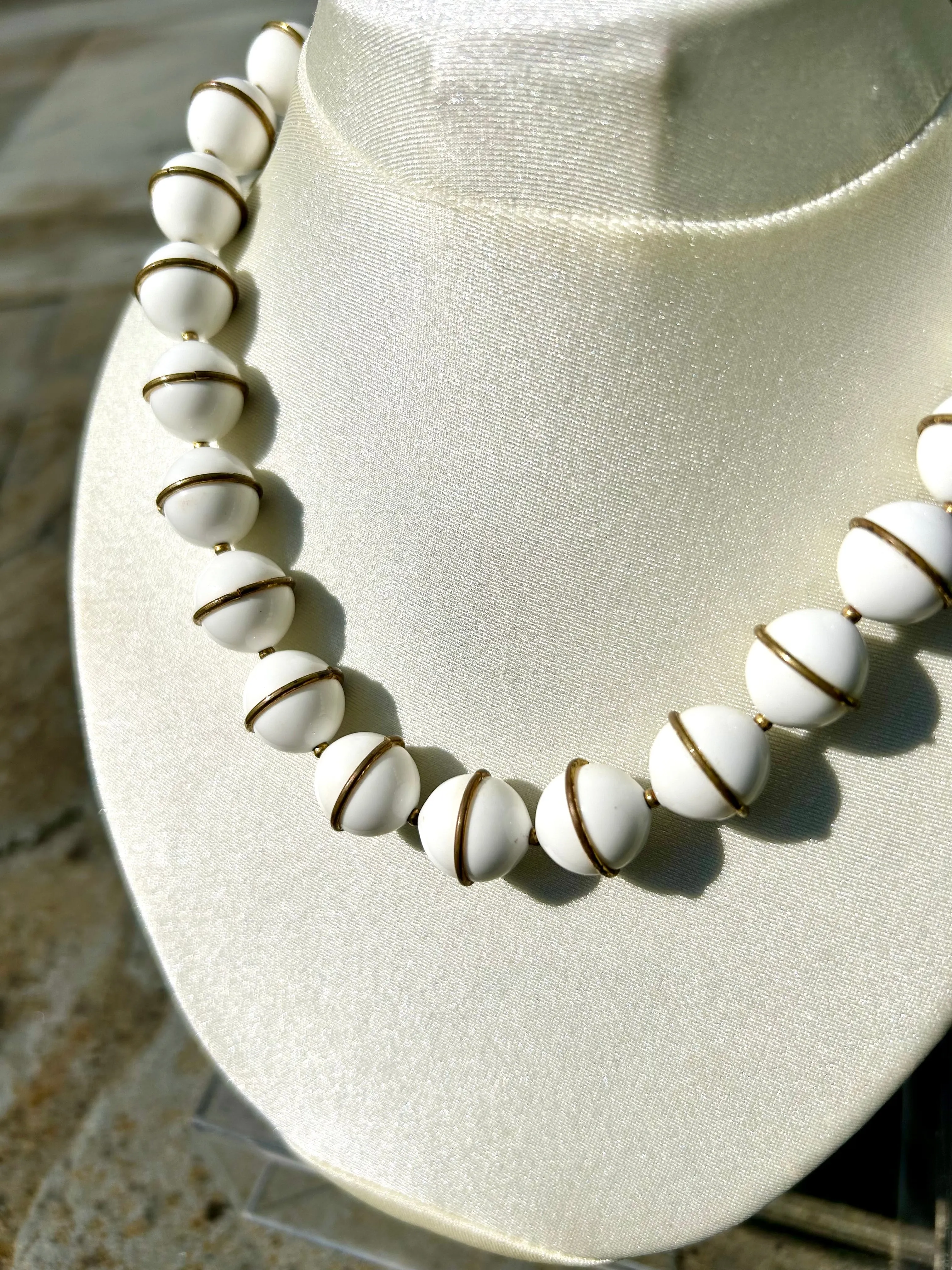 1960s Mod Trifari Milk Glass Necklace