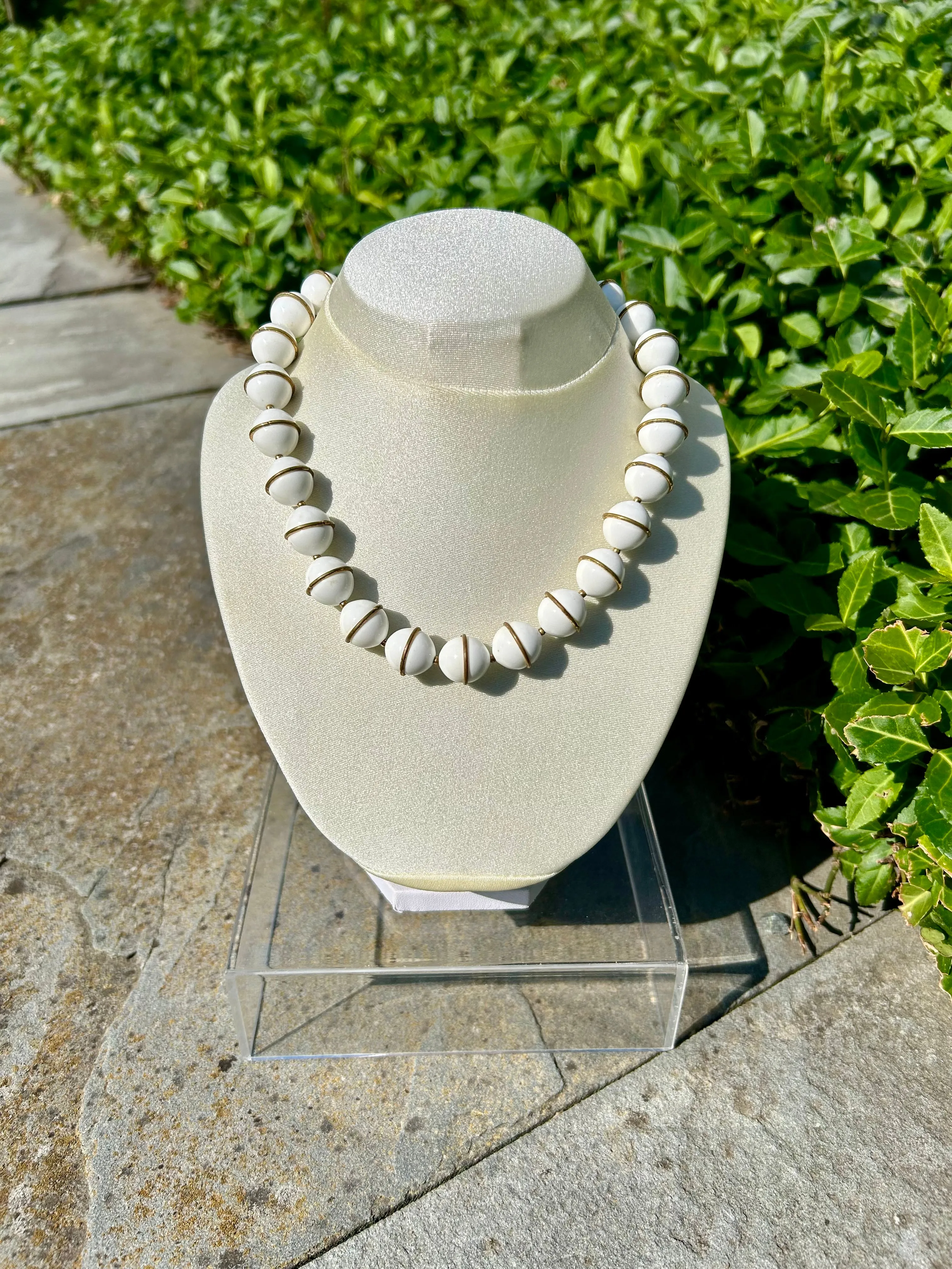 1960s Mod Trifari Milk Glass Necklace